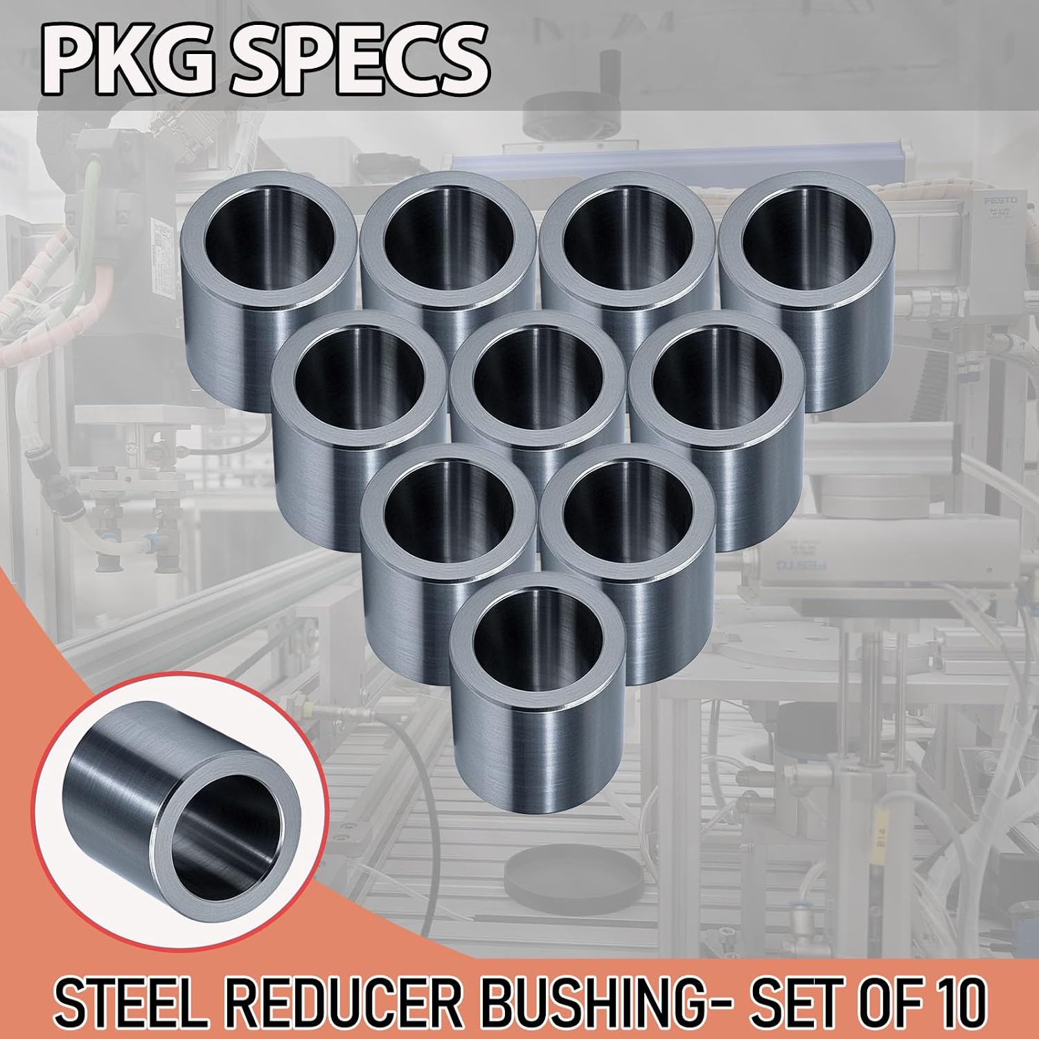 Stainless Steel Reducer Bushing, Screw Standoff Metal Spacer 3/4" to 1/2" Steel Reducer Standoff Bushing Adapters for 1/2" Screws Bolts and Rods, Round Metal Stainless Steel Spacer Set of 10
