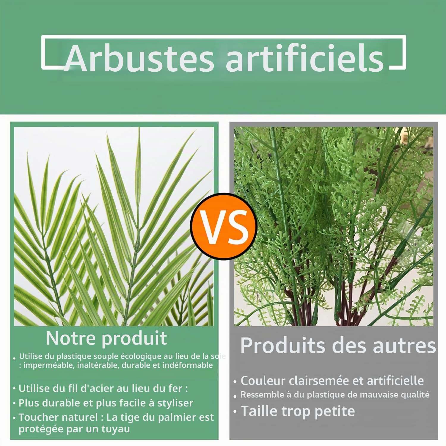 Lot de 2 Palmiers artificiels Areca de 80 cm - Faux Palmier Tropical - Dypsis Lutescens - Plantes en Pots pour Maison, Bureau, Balcon, décoration intérieure et extérieure