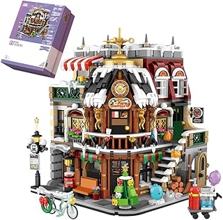 LOZ Mini Bricks 1054 Christmas Coffee Shop Building Blocks Kit, 2506PCS/MOC Modular House Model Building Set, Merry Christmas Toy Gifts Present for Adults 6+ Kids Boys Girls-Not Compatible with Lego