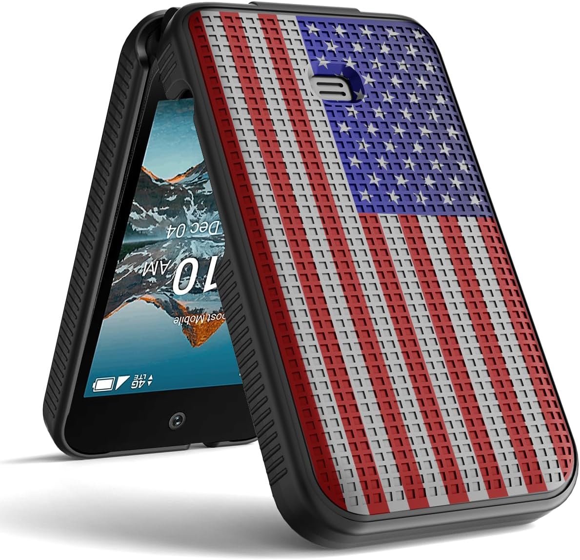 Grid Series for Consumer Cellular Iris Easy Flip Phone Case - USA Flag image 4
