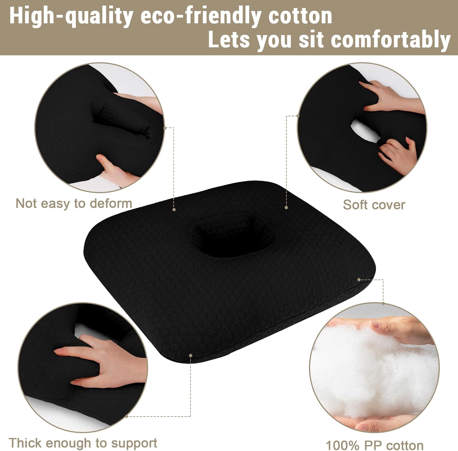 Donut Pillow for Bed Sores Tailbone Pain Relief Cushion, Cotton Butt Donut Cushion Breathable for Hemorrhoid, Pregnancy, Prostate and Surgery, Sitting Pressure Relief for Home, Office, Car