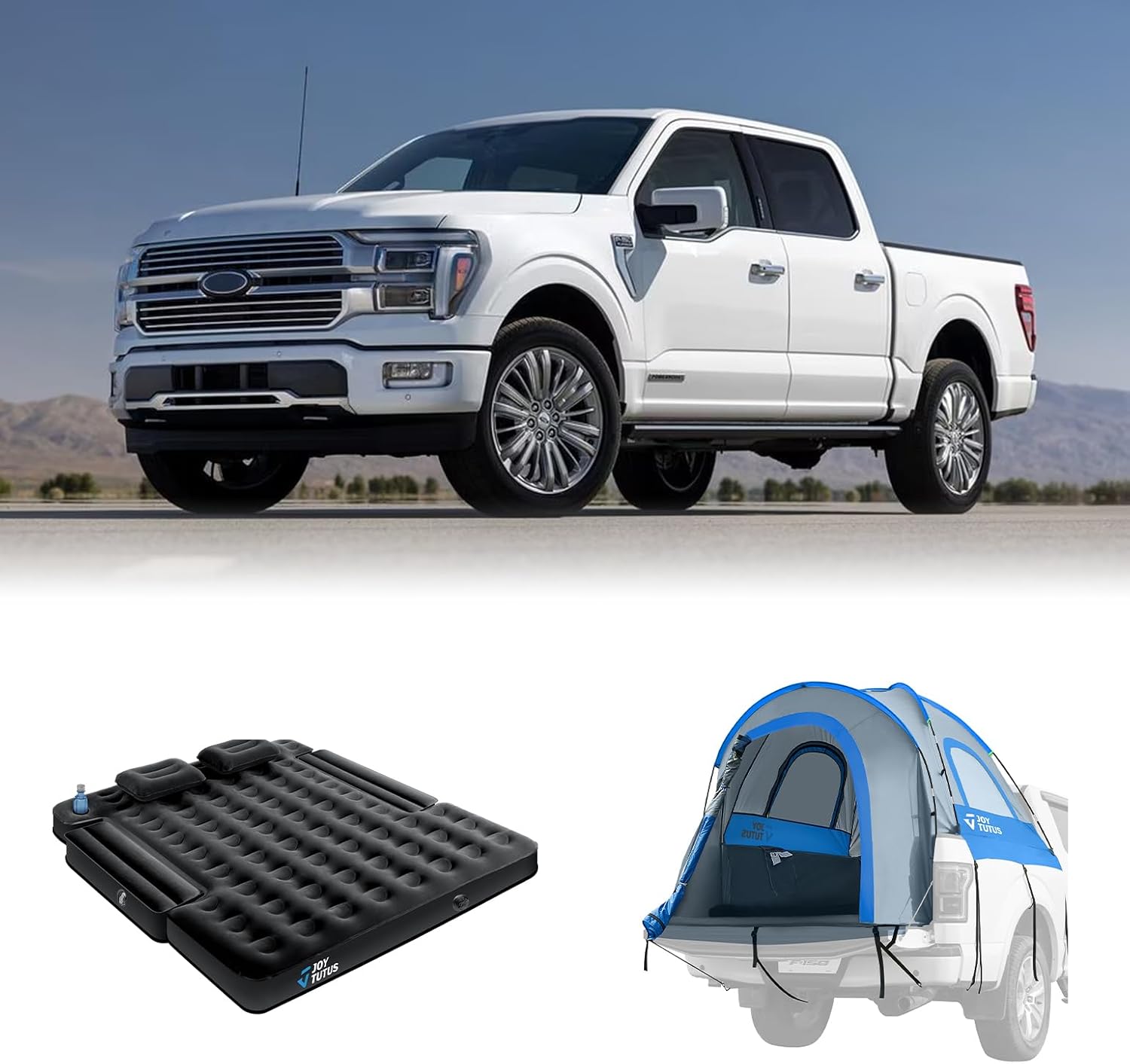 JOYTUTUS Portable Truck Bed Tent with Rainfly+JOYTUTUS Truck Bed Mattress for 5.5-5.8Ft