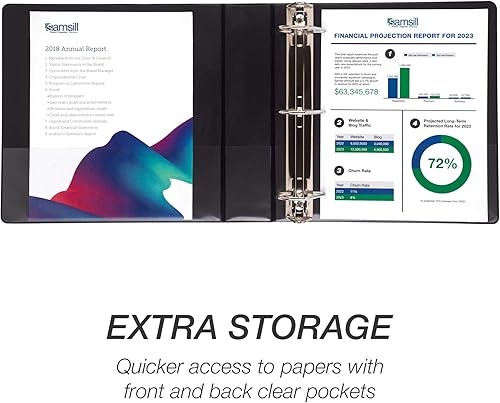 Vista 457 de Samsill Carpeta duradera de 1.5 pulgadas, fabricada en los Estados Unidos, carpeta de anillos en D, carpeta transparente personalizable, surtido