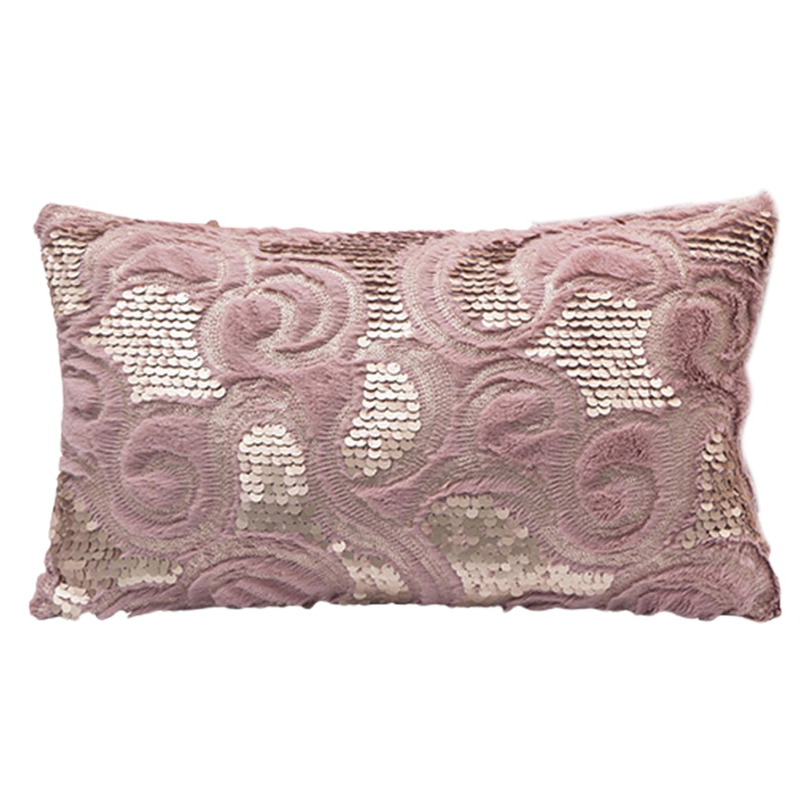 Xinsheinelry Stylish Faux Furs Cushions Covers Pillow Covers with Opulents Sequins Embroidery for Refineds Home Atmospheres Styles Pillowcase