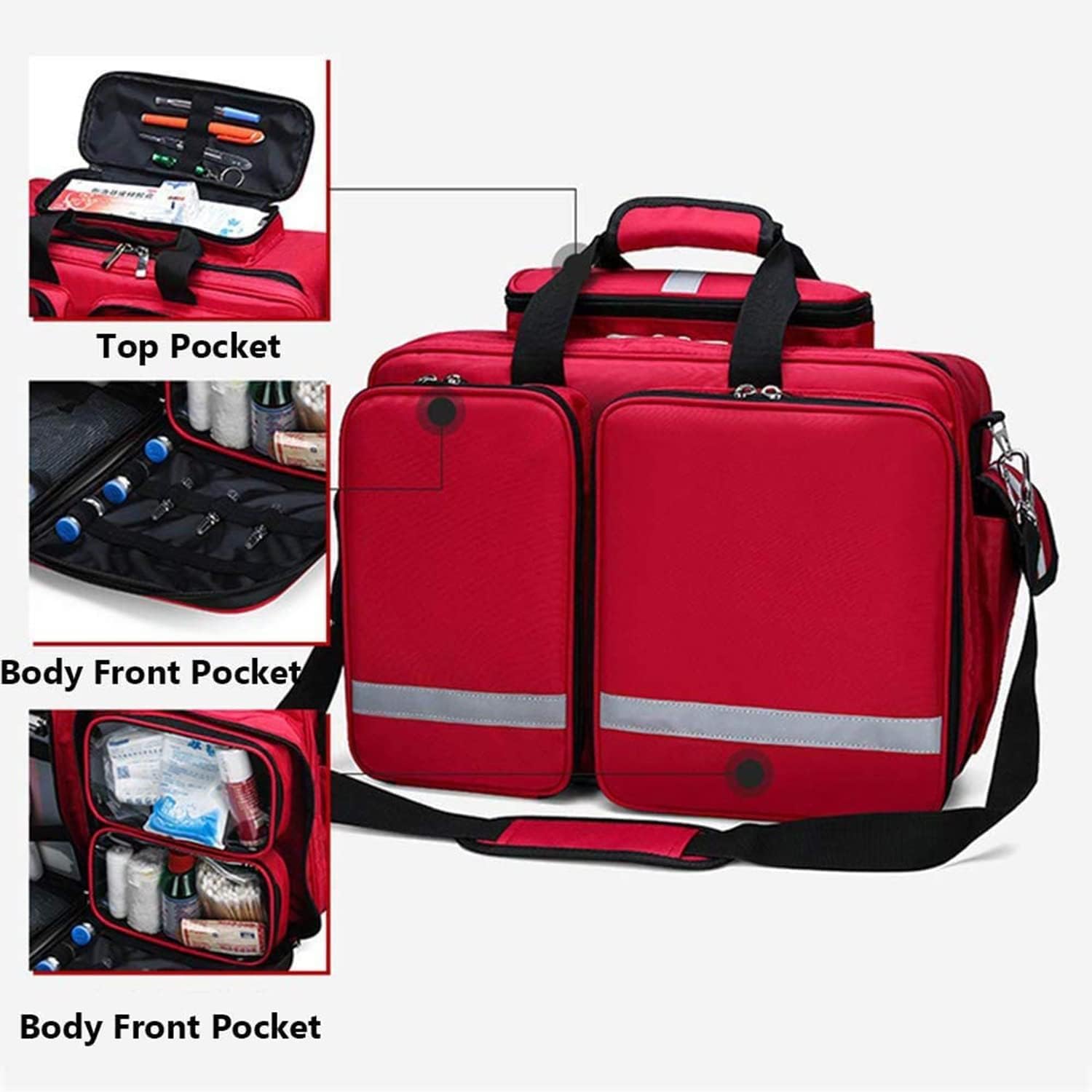 Erste-Hilfe-Set Tasche mit Rädern – Große Kapazität Wasserdichte Notfall-Traumatasche für EMT, EMS, Sanitäter – Tragbarer Outdoor-Medizin-Trolley mit Inneneinteilungen, blau