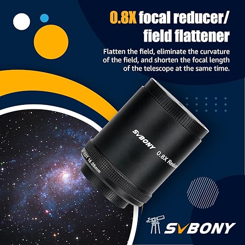 Miniatura 3 de SVBONY SV209 Aplanador de campo, reductor focal 0.8X, corrige la curvatura de campo y un campo de visión más amplio, accesorios para telescopio para