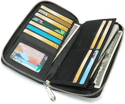 Miniatura 2 de LOVESHE Cartera para mujer con tarjeta RFID para mujeres, titular con bloqueo de crédito, pequeña, con cremallera, monedero con bolsillo, de dos