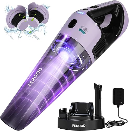 Aspiradora de coche recargable inalámbrica con 2 filtros, aspiradora de mano con succión fuerte de 9000 Pa, mini aspiradora de mano portátil