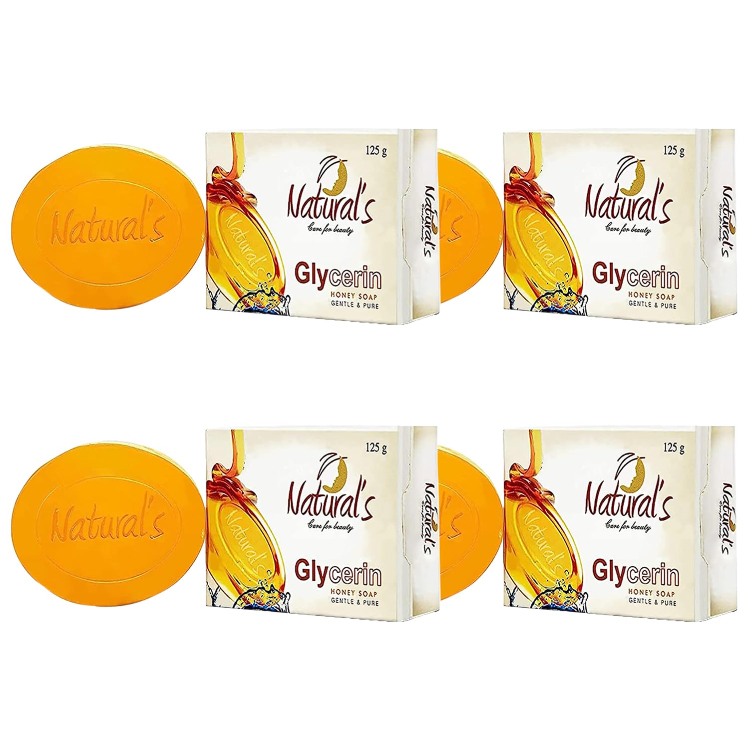 Natural's Care For Beauty Ayurvedic Glycerin Honey Soap - 125 gm (Pack of 4)