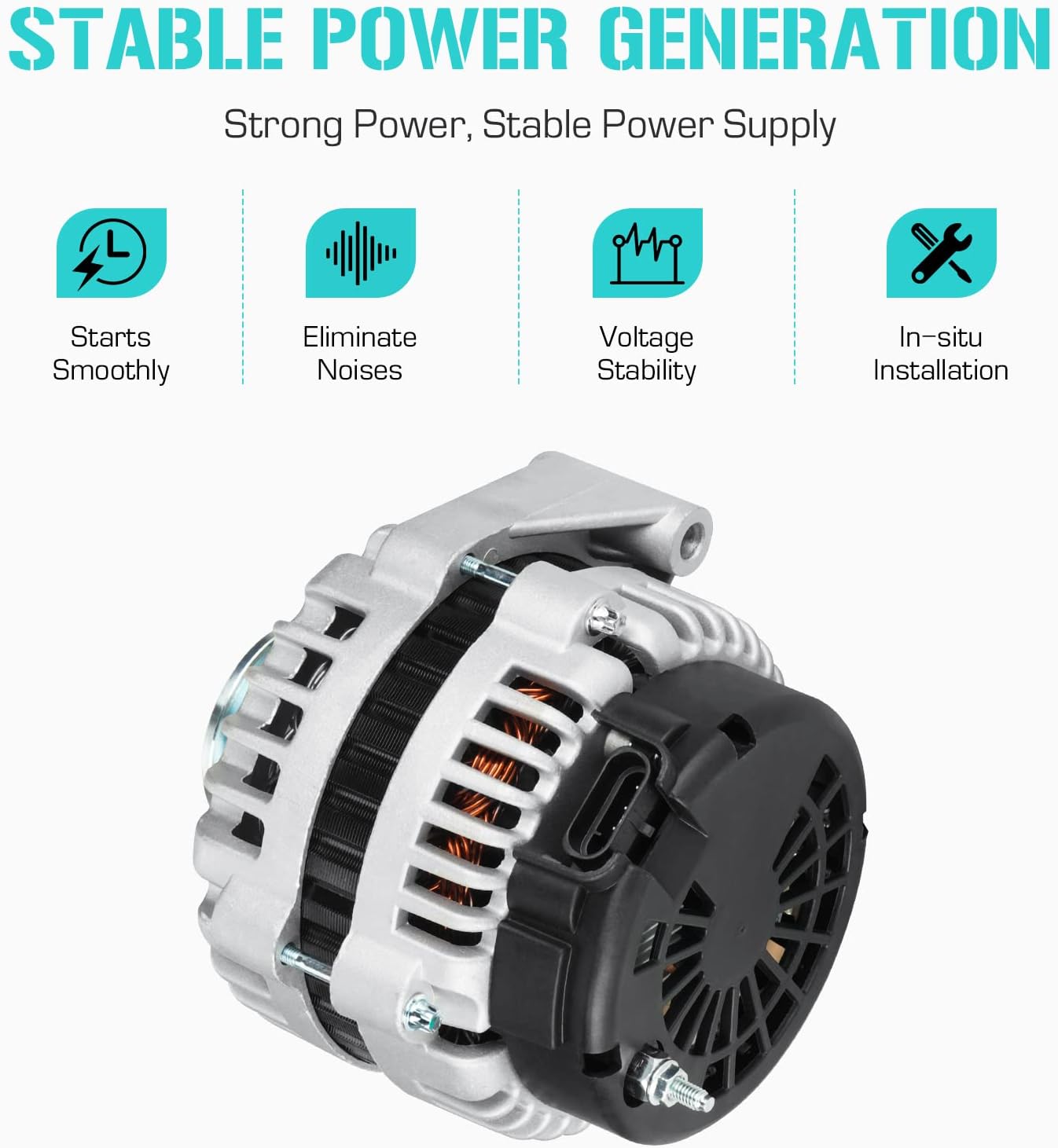 New Alternator Fit for Chevrolet Silverado Truck Van Isuzu Hummer Saab 2003-2005, Fit for Chevy Avalanche Express Suburban Sierra Savana 1500 2500 3500 2003-2004,Fit for -Rainier 2004-2006, 400-12236