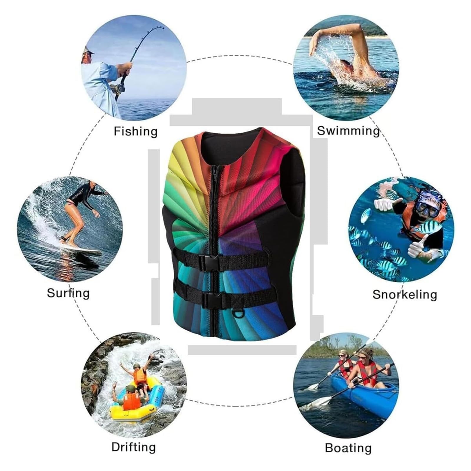 Giubbotto di Salvataggio in Neoprene Leggero for Adulti, Gilet Aiuto al Galleggiamento Regolabile for Paddle Boarding, Kayak, Nuoto, Canottaggio(B,XXL)