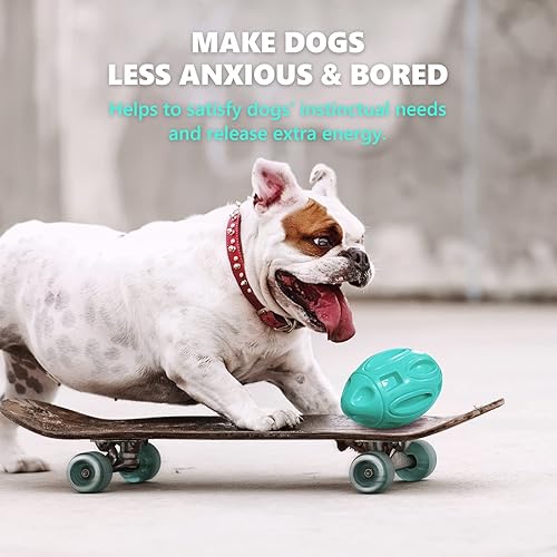 Vista 16 de EASTBLUE Juguetes chirriantes para perros masticadores agresivos: bola masticable de goma para cachorros con chirriador, juguete para mascotas casi