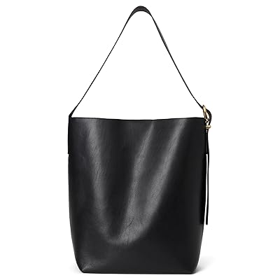 Madewell The Essential Bucket Tote in Leather Handbags True Black