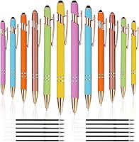 Vista 25 de 12 unidades 2 en 1 bolígrafo con punta de lápiz capacitivo, 1,0 mm de tinta negra, bolígrafo metálico con punta de lápiz capacitivo para pantallas