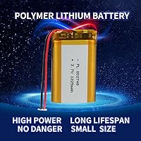 Vista 5 de YDL 3.7V 1225mAh 802748 Lipo batería recargable de iones de polímero de litio con conector PH2.0.000 in JST