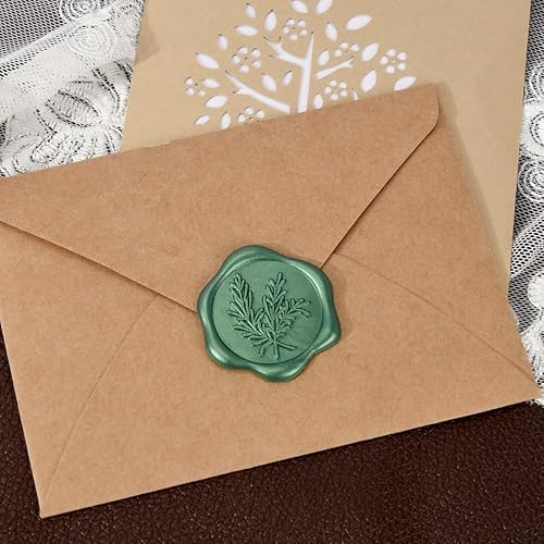 Miniatura 6 de Calcomanías adhesivas de cera de romero verde, sellos de sobre para invitación de boda, tarjetas de agradecimiento, envoltura de regalos y bolsas,