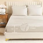 Litanika Lit dans un sac King Beige - 7 Pièces King Size Comforter Set Couvercle de lit, Ensemble de lit fluffy solide avec consolateur, Draps, Oreillers & Shams