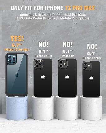 Miracase مصمم لأجهزة iPhone 12 Pro Max Case ، وحافظة متينة كاملة الجسم مع واقي شاشة مقاوم للخدش حساس لللمس مدمج ، وحافظة TPU الناعمة متوافقة مع iPhone 12 Pro Max 6.7 ، أسود