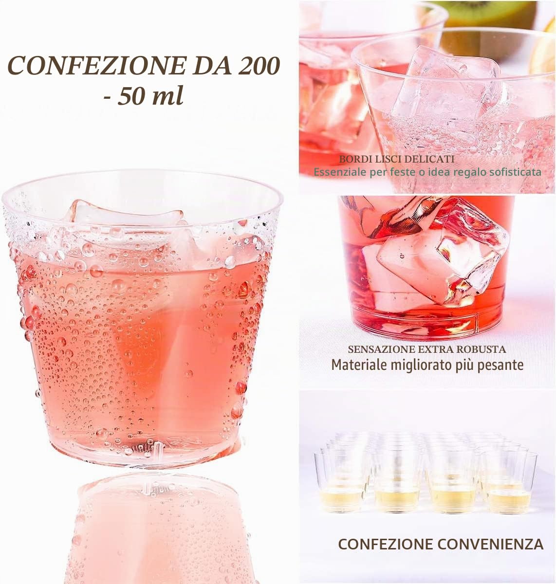 SENENQU 200 Pezzi Bicchieri Plastica Rigida 50 ml Bicchierini Liquore | Bicchierini Finger Food, Finger Food, Usa e Getta, Lavabili Riutilizzabili, Formato Trasparente, Dessert