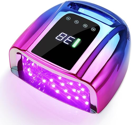 Luz UV LED recargable profesional de 96 W, portátil, inalámbrica, para máquina de lámpara de uñas con parte inferior de acero inoxidable extraíble,