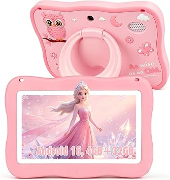 YosaToo Kids Tablet, Android 16 Tablet for Kids 7" 4GB 32GB with Drop-proof Case, Pre-installed Offline Learning App, Parental Control WiFi Toddler Tablets for Ages 3-12 with YouTube Google Kids Space