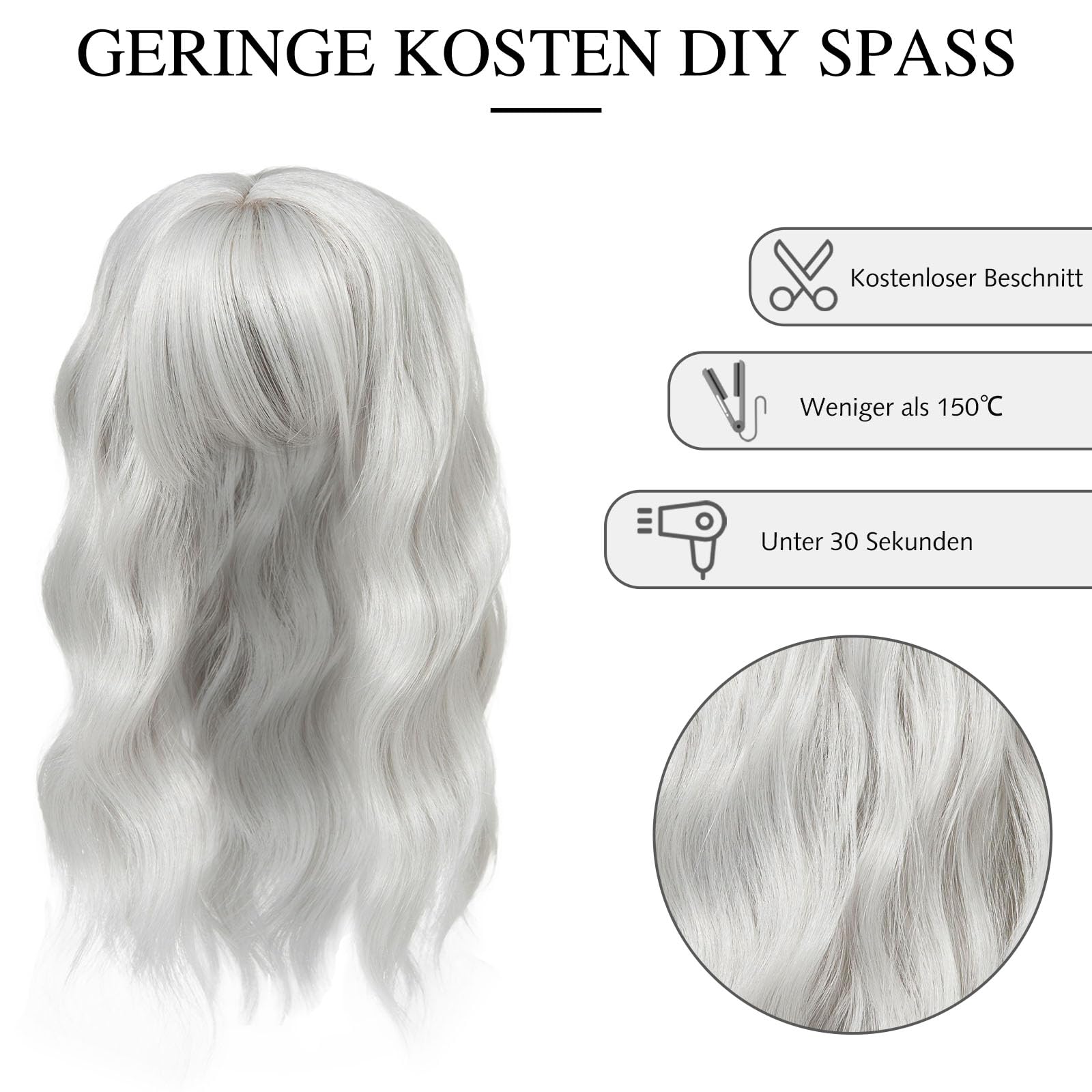 Yamel Hair Topper with Bangs Natural Synthetic 14 Inch Silver Wave Wiglets Hairpieces for Women - Image 4