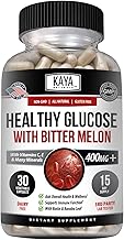 Kaya Naturals Healthy Gluco with Bittermelon Supplement | Support Healthy Levels and Function, 20 Herbs Vitamins and Minerals, Alpha Lipoic Acide, Cinnamon, Vitamin C & E, Non-GMO (30 Count)