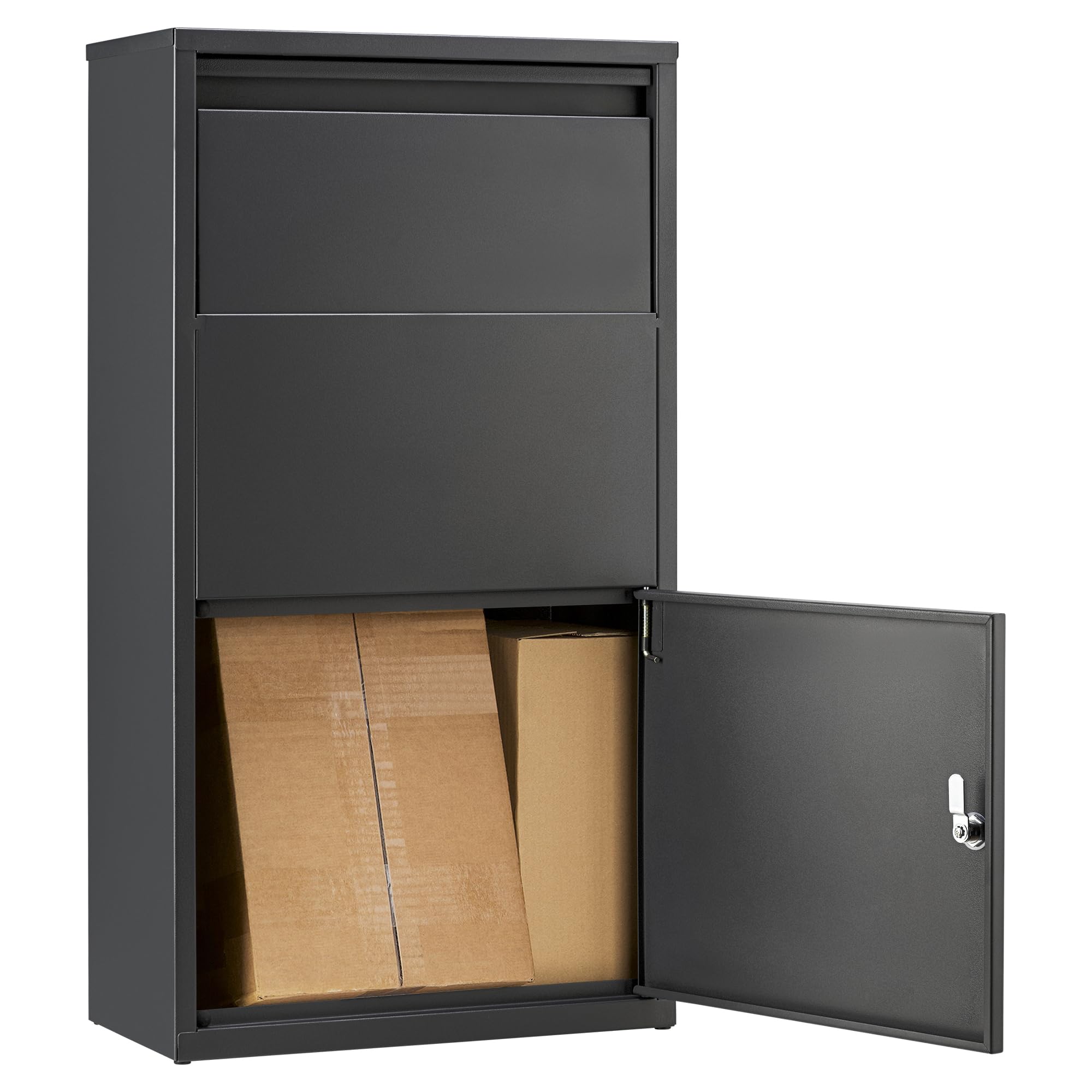 Haussmann Paketbriefkasten BOX391 Grey, XXL, kontaktlose Zustellung | Großer Briefkasten, Zylinderschloss inkl. 4 Schlüssel, Anti-Diebstahl-Klappe, Postbox
