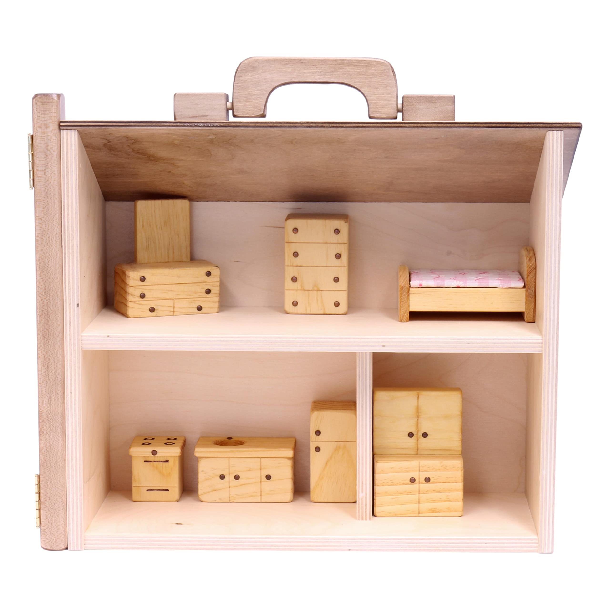 Amazon | AmishToyBox.com 木製ドールハウストイ ドールハウス家具16点