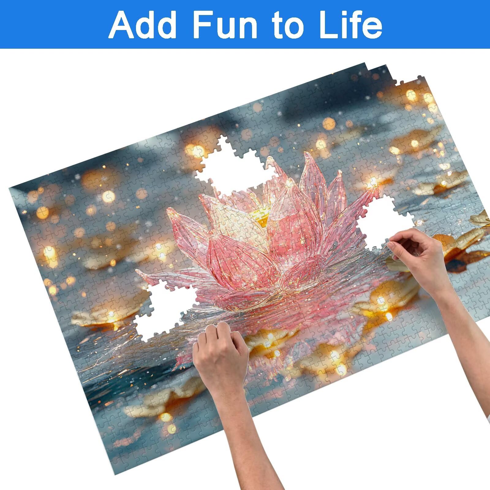 Puzzle 1500 Pièces Lotus, Puzzle 1500 Pièces Adultes et Enfants, Puzzles Bois avec Une Boîte d'emballage Exquise, Jeu Éducatif Puzzles Fantaisie, Decoration Maison, Cadeau Femme, Cadeau Homme, -7371