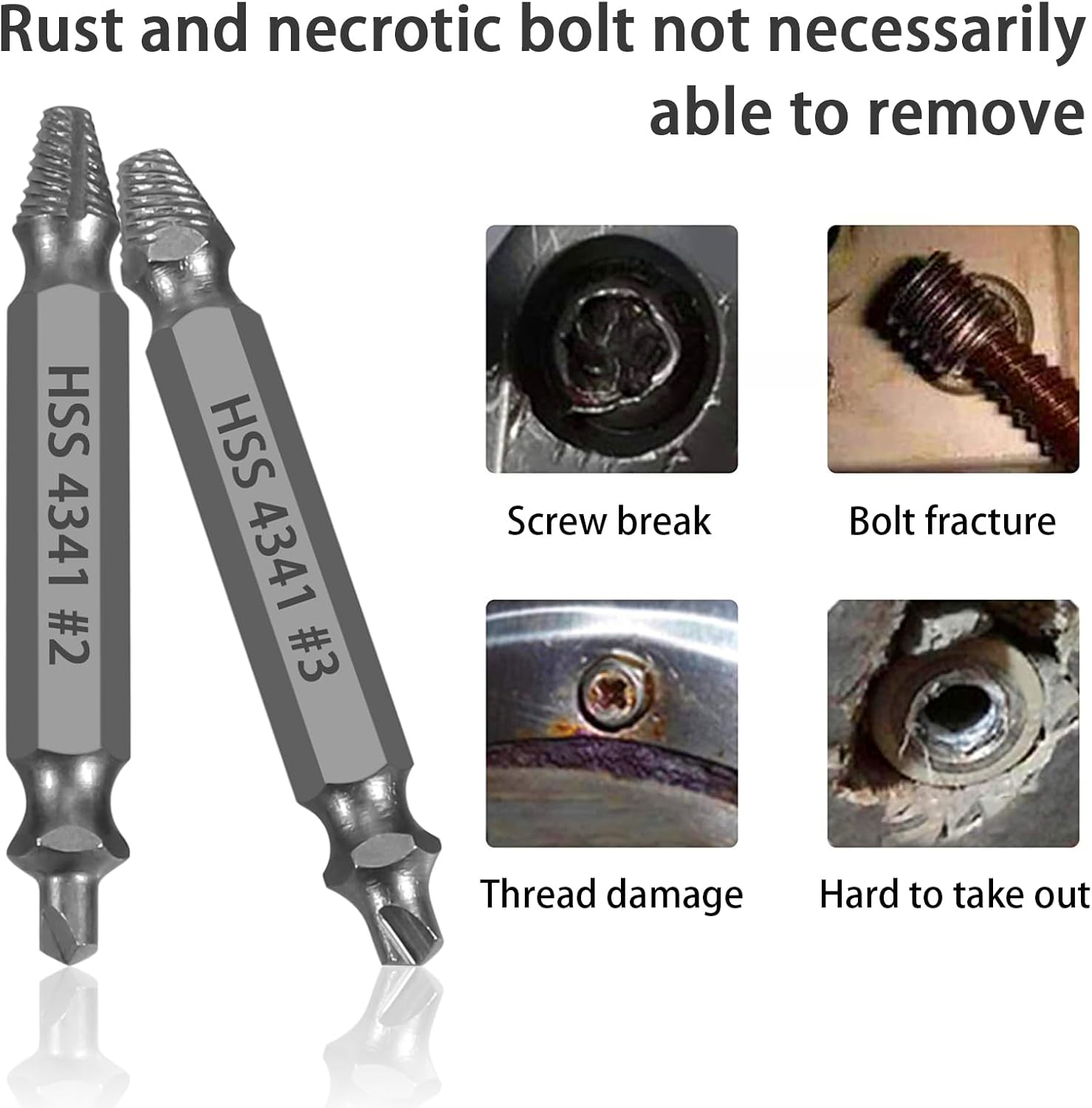 5-Piece HSS Screw Extractor Set, Professional Grade Drill Bit Kit for Damaged Screws, Grey Industrial Finish, Sizes 0-4, for Stripped Screws, Bolts and Nuts, with Storage Case