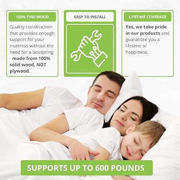 CC KITS Full Size Bed Slats - 8pc 54 Solid Wood Under Mattress Support - Bunkie Board, Box Spring & Mattress Foundation Replacement - Platform Bed Frame - Set of 8 Slats (Full - 54)
