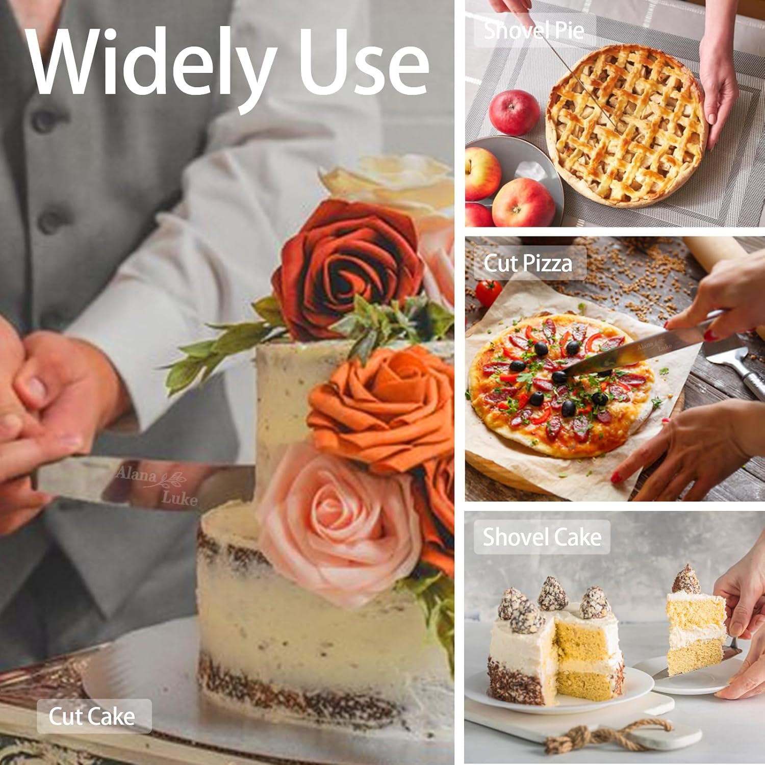 callie Personalized Wedding Cake Knife and Server Set, Custom Cake Cutting Set for Wedding, 2Pcs Engraved Anniversary Engagement Party Gift for Couples (Stainless Steel)