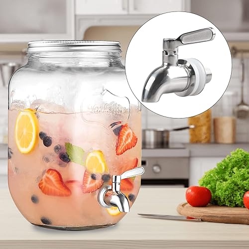 Miniatura 6 de GWENBHMTOOL Paquete de 2 dispensadores de bebidas de repuesto de grifo de acero inoxidable para varios tarros botellas de vidrio o dispensador de