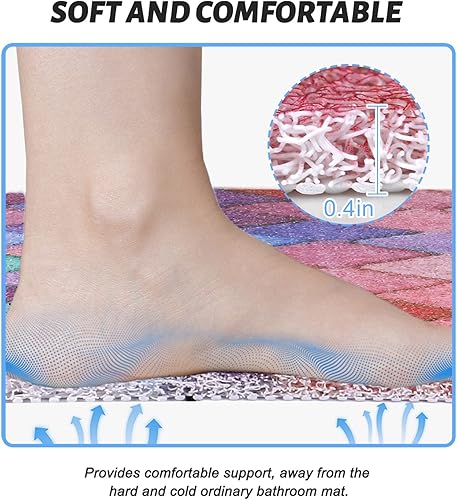 Miniatura 3 de Tapete de ducha antideslizante de 32 x 32 pulgadas, tapete de baño suave y cómodo con orificios de drenaje, tapete de baño de masaje de lufa de PVC