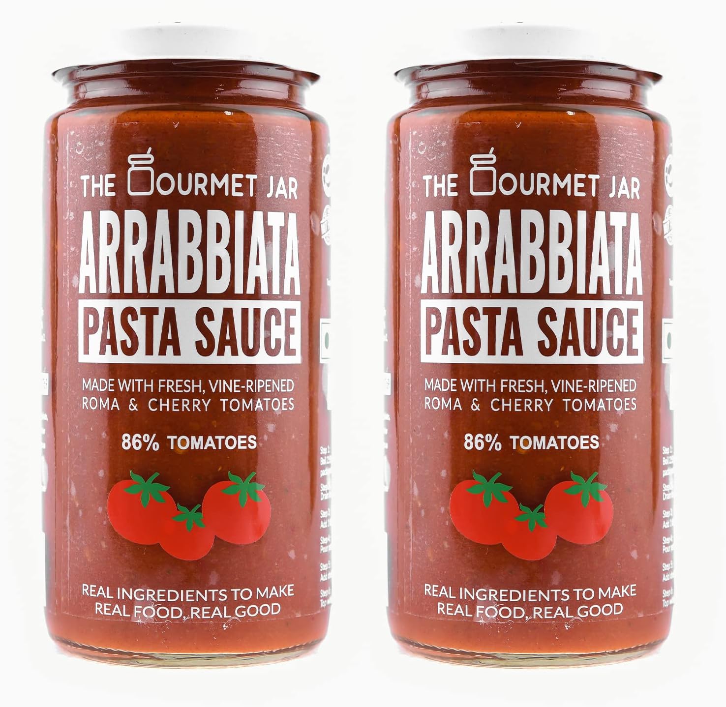 Arrabbiata Pasta Sauce 390G|100% Natural,No Preservatives,No Artificial Colors,No Artificial Flavouring|Vegan|Gluten Free|Made With Fresh Vine-Ripened Roma & Cherry Tomatoes|Pack of 2
