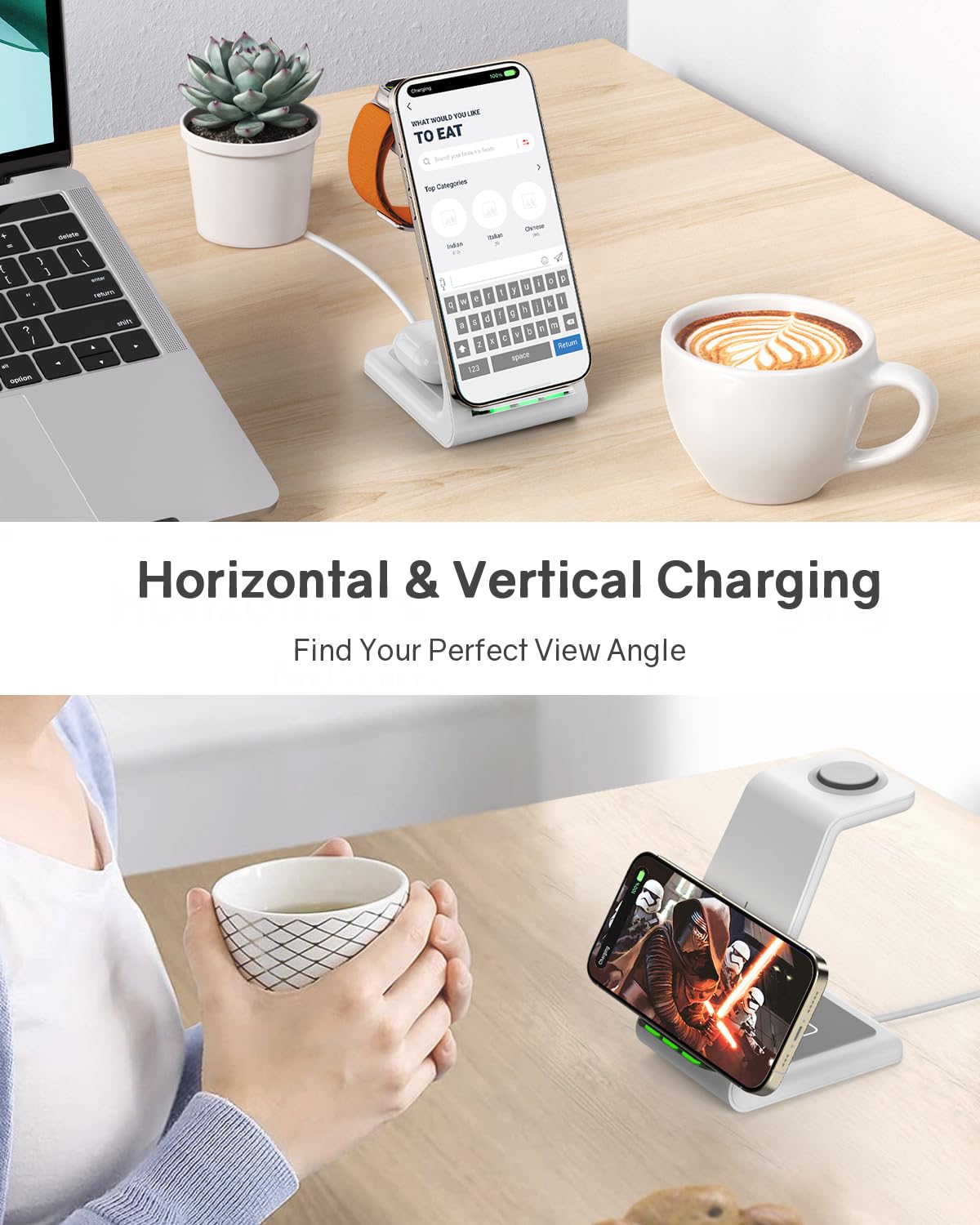 Wireless Charging Station for Apple - 3 in 1 Wireless Charger Stand Dock Watch and Phone Charger Station for Apple Watch 8/7/SE/6/5/4/3/2, iPhone 16 15-12 Pro Max SE XS X, Samsung, AirPods Pro/3/2