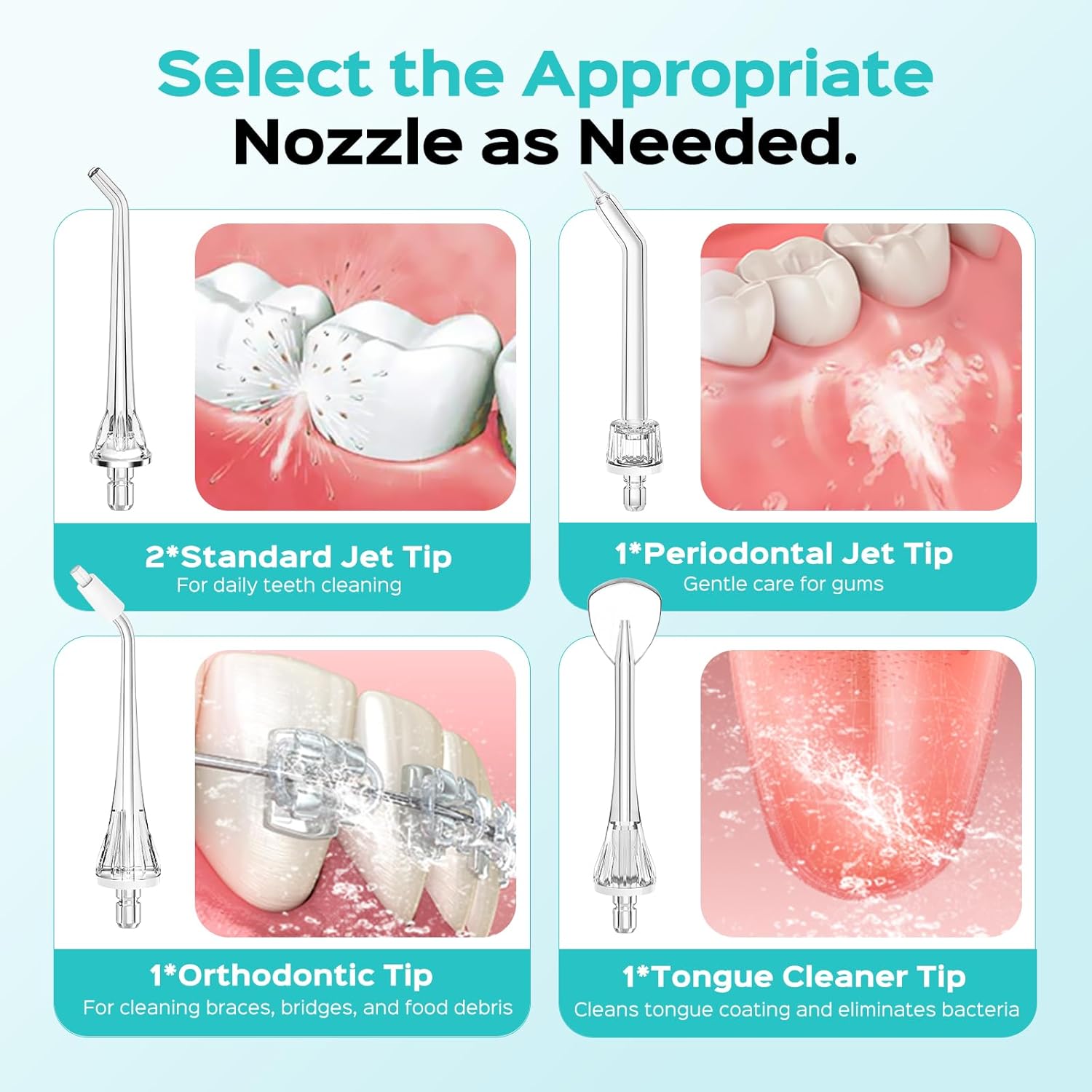 COSLUS Original Water Flosser Replacement Tips: Replacement Heads Compatible with COSLUS, Aquasonic, Nicwell, Oralfree, WELLFINE, Hangsun, Tovendor Water Dental Pick, Flosser Accessory, 5 Classic Tips - Image 7