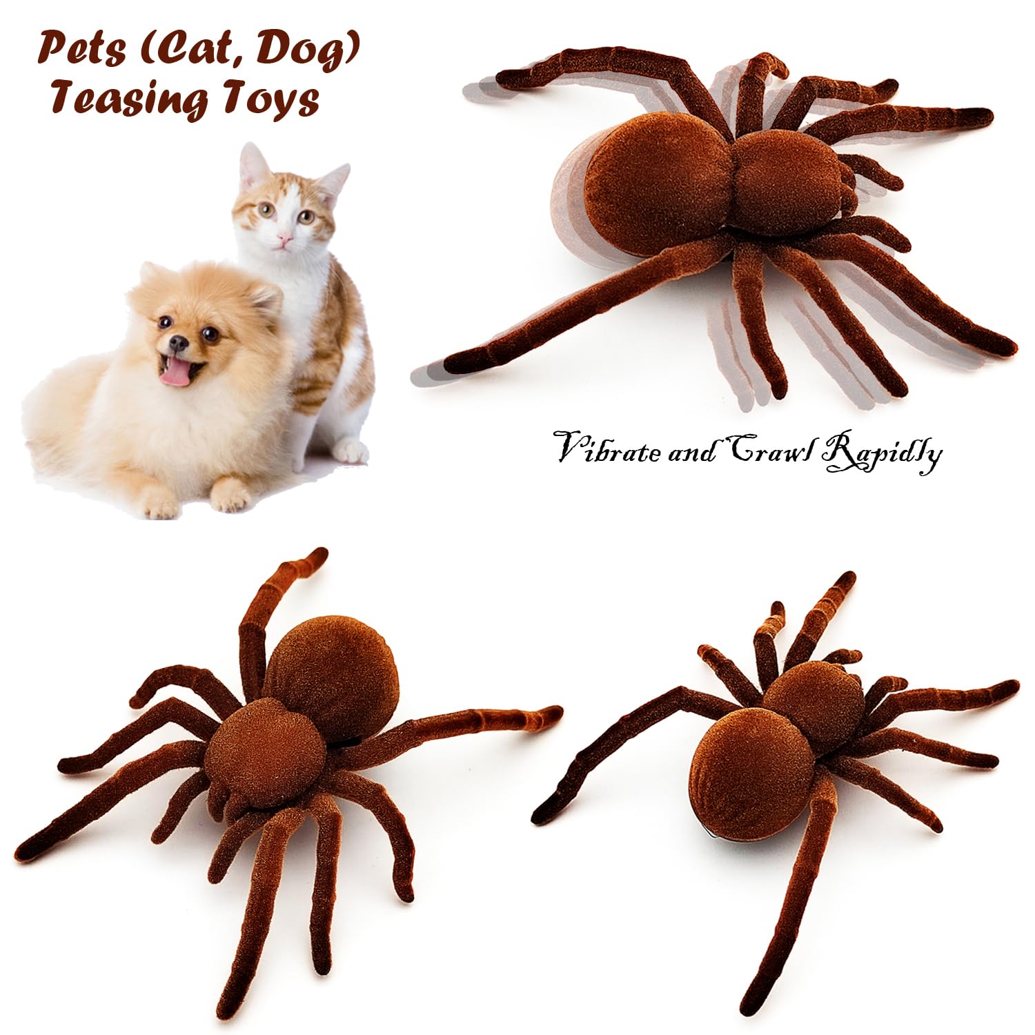 Escomdp Electric Spider Tarantula Animal Toy Realistic Vibrate Move Pets Cat Dog Puppy Teasing Scary Prank Toys Kids Gifts - Image 2