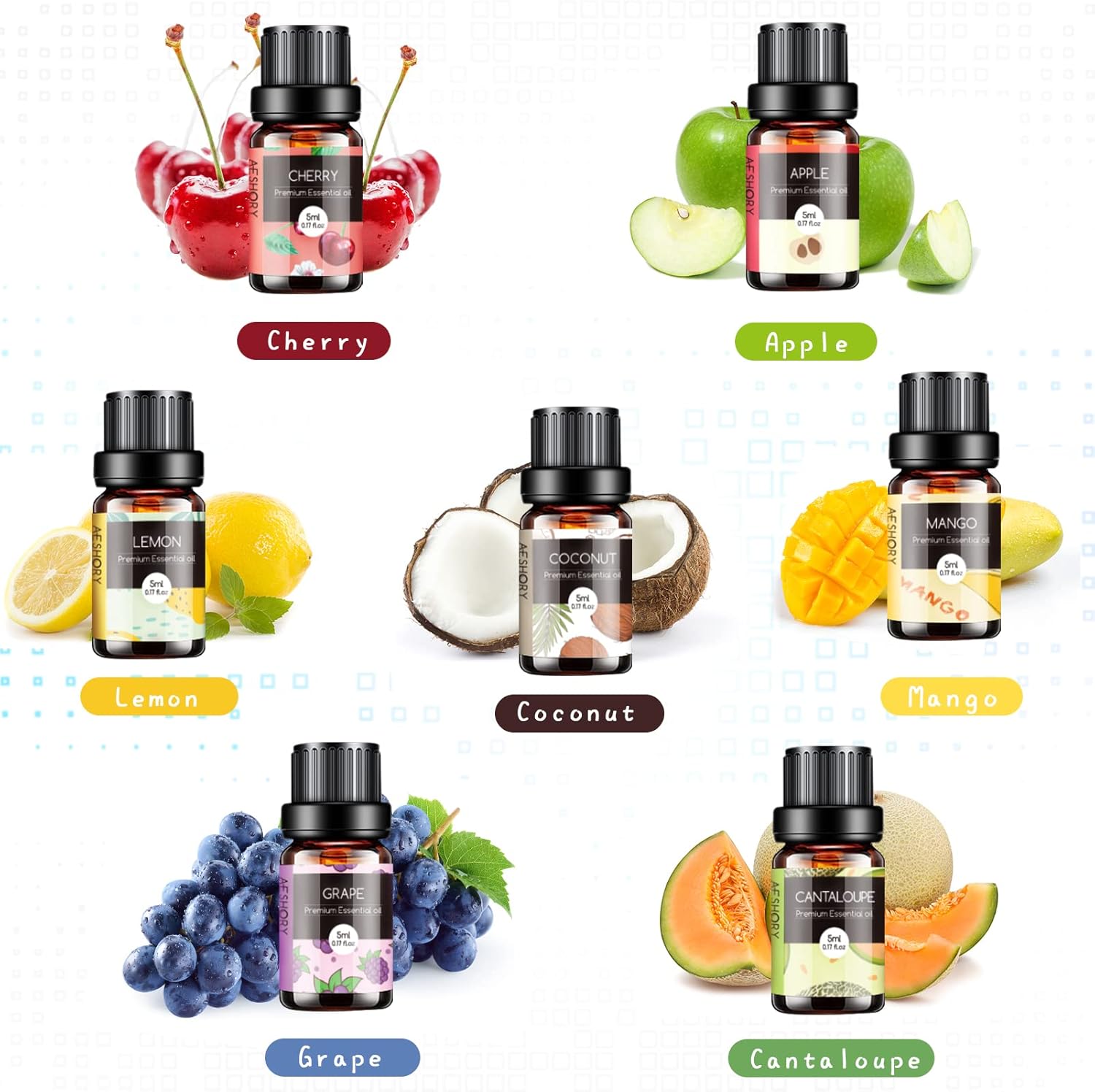 Fruity Essential Oils Set - TOP 14 Fragrance Oil for Diffusers, Candle Making Includes Strawberry, Apple, Pineapple, Cucumber Melon, Cherry, Mango, Lemon, and Orange Scented Aromatherapy Oils (5ml) - Image 3