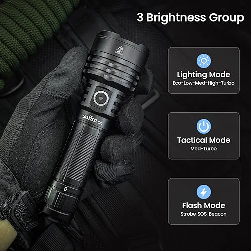 Miniatura 5 de Sofirn Linterna táctica C8L con 3100 lúmenes, linterna recargable con LED XHP50D HI de hasta 1,742.1ft, IPX8 impermeable, para emergencia,