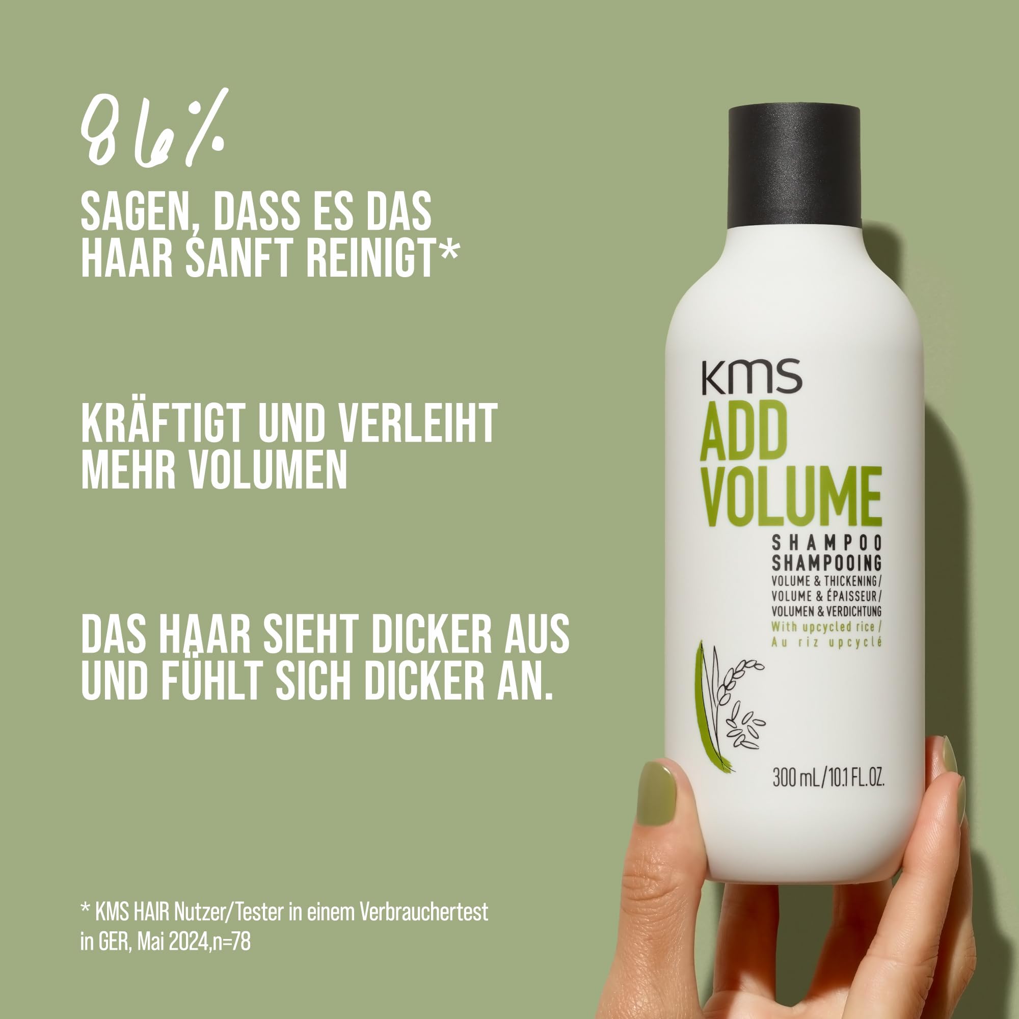 KMS AddVolume Shampoo, for Fine to Medium Hair Boosts Volume & Thickness, Vegan & PETA Approved, 300ml, White, 300 ml (Pack of 1) - Image 3