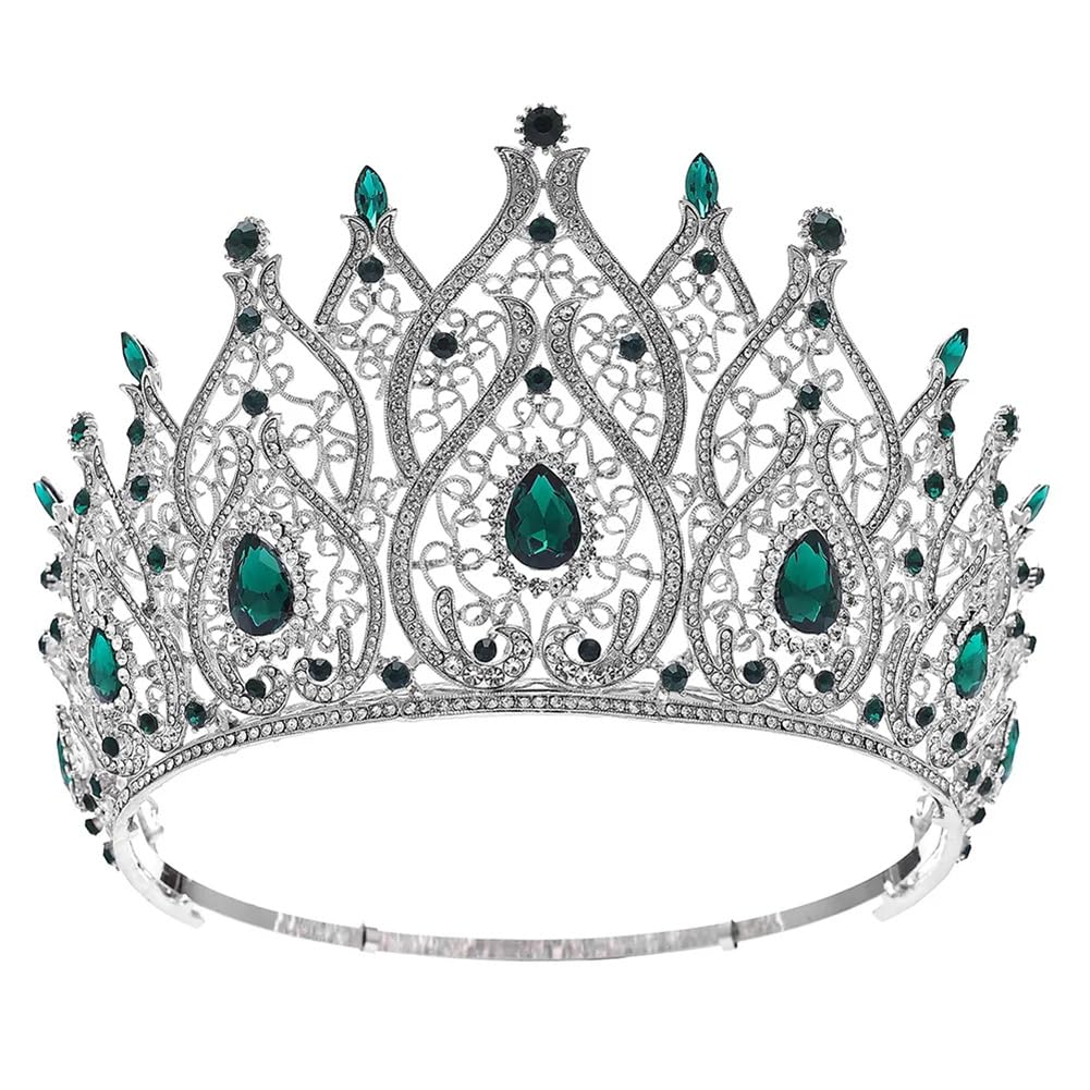 Kształt serca Korony Miss Universe Kryształowa duża okrągła korona i tiary Wesele Akcesoria do włosów (posrebrzane)