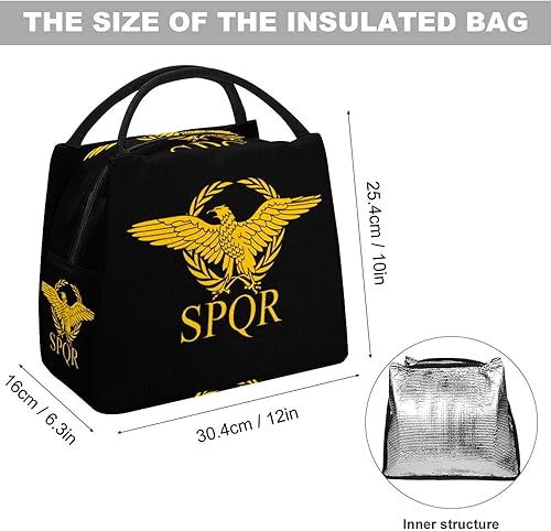 Miniatura 2 de Bolsa de almuerzo aislada con bandera del Imperio Romano del Senado SPQR para mujeres y hombres, lonchera reutilizable, bolsa de almuerzo a la moda