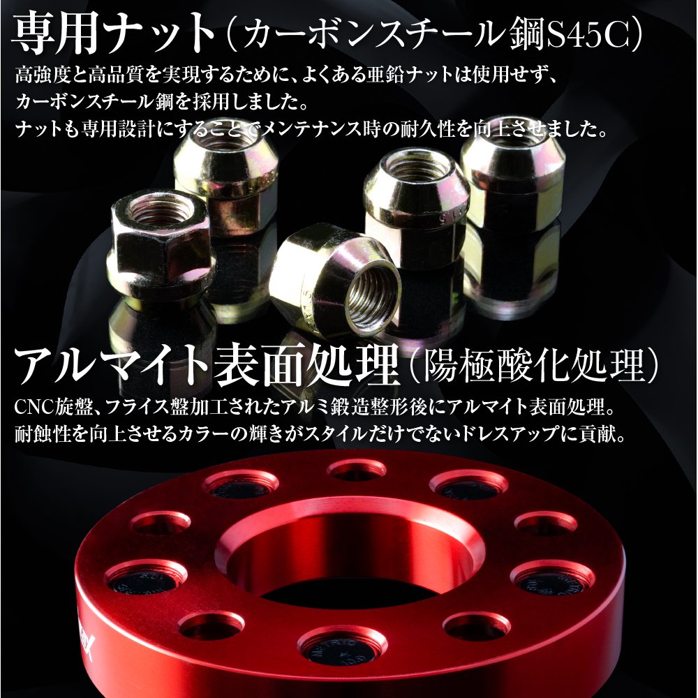 RRP ワイドトレッドスペーサー 20mm PCD114.3 5穴 P1.25 PCD変換ワイドトレッドスペーサー 5穴 114.3(M12)→120(M12) 15mm 2枚