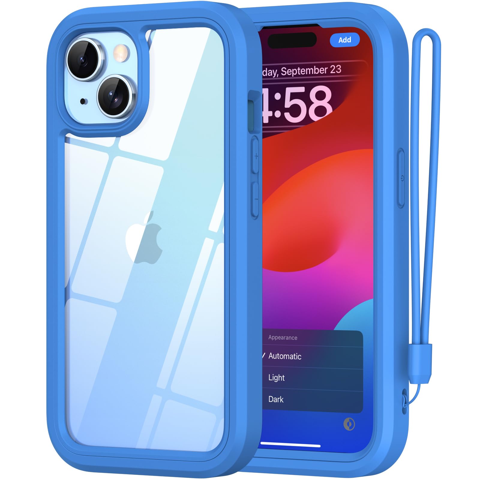 ANB for iPhone 15 case,Soft Silicone and Clear Hard PC Back 3in1 Full Body Shockproof HeavyDuty Military Grade Drop Protection Cover for iphone15 6.1inch (Blue)