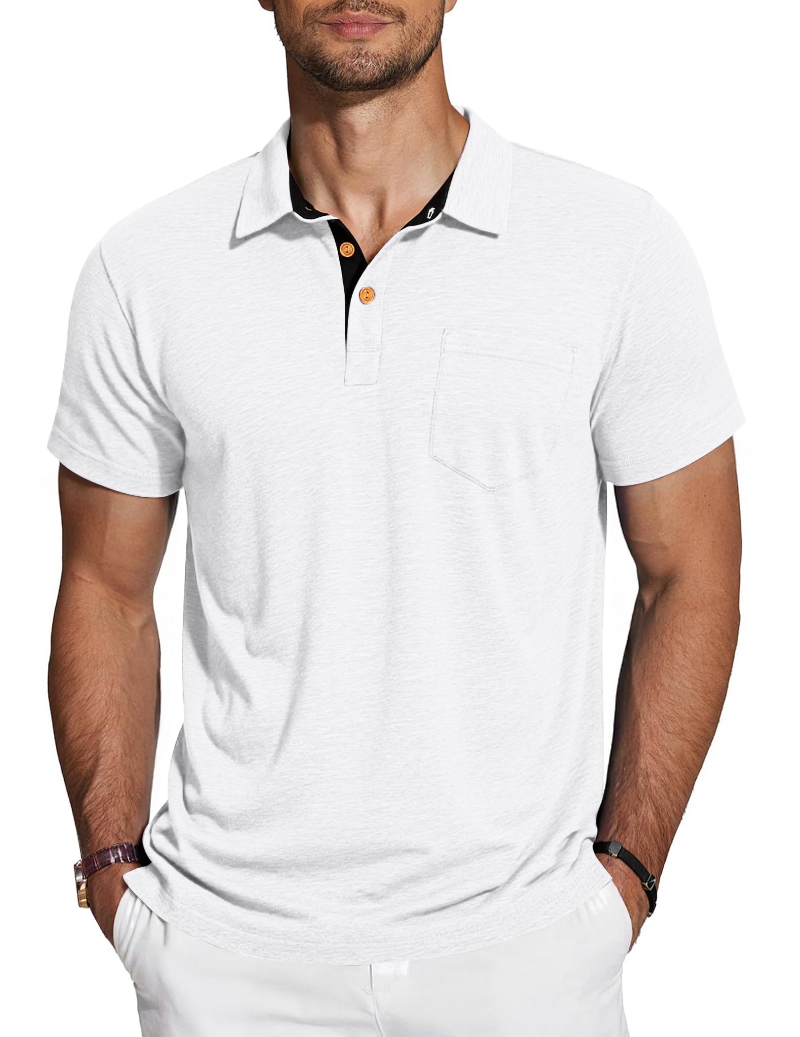 TARAINYA Poloshirt Herren Baumwolle Kurzarm Polo Shirts Männer Sommer mit Brusttasche M-4XL