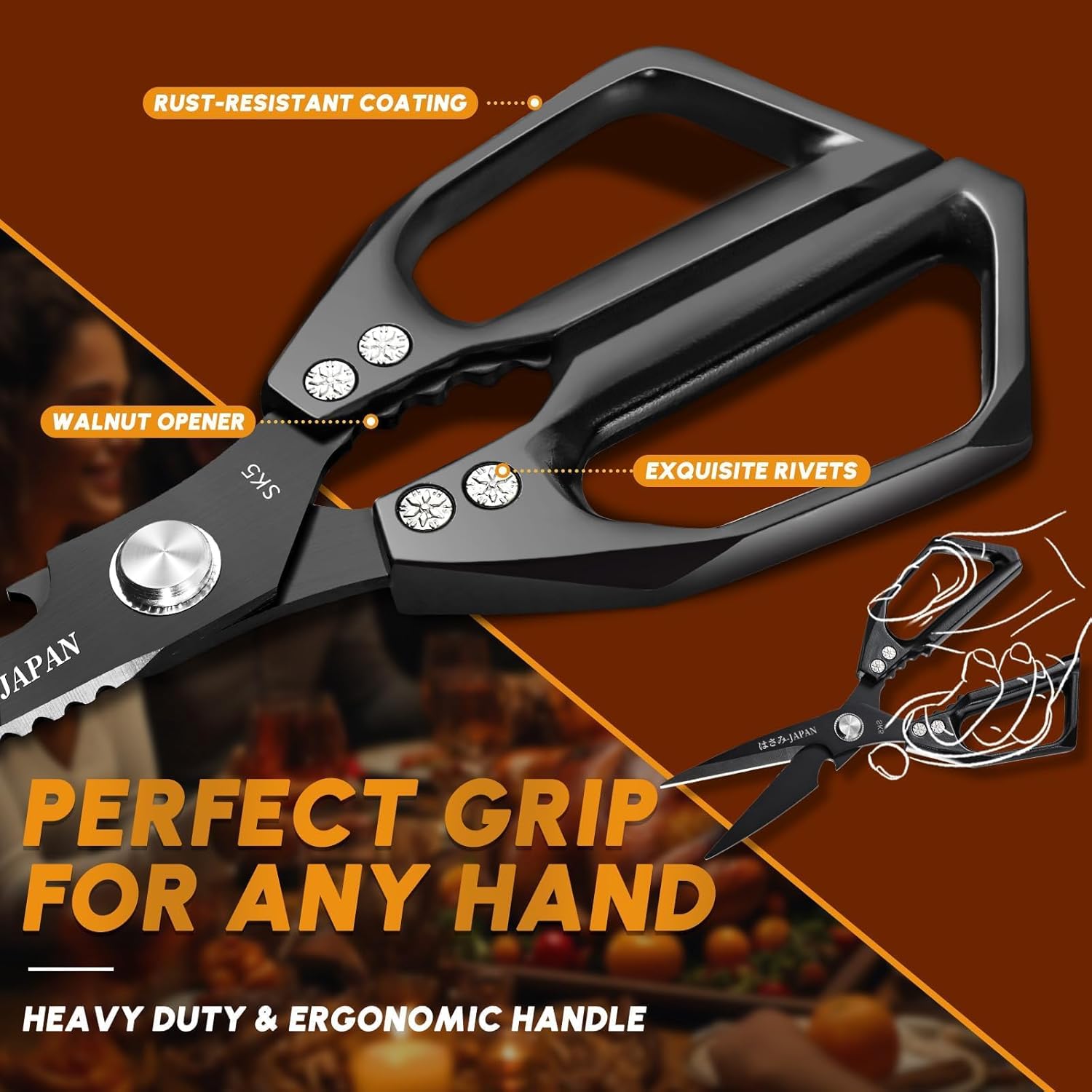 HUUSK Kitchen Scissors Set Upgraded - Stainl Steel Kitchen Shears,