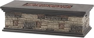 56'' Propane Fire Pit Table, 50,000 BTU Rectangle Outdoor Gas Firepit, Imitation Stone Concrete fire Pit Table with Auto-Ignition for Patio, Deck, Garden