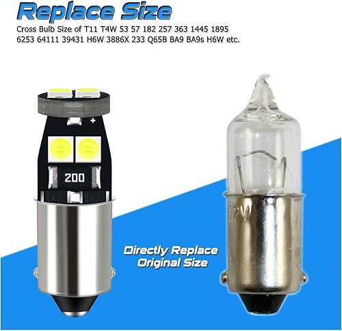 Miniatura 3 de 12V BA9S 64111 T4W Bombilla LED BA9 53 57 1895 Luz para Coche Blanco 10 unidades